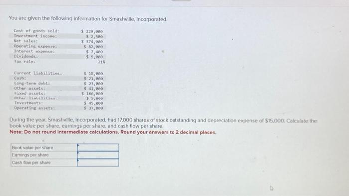 Solved You Are Given The Following Information For | Chegg.com