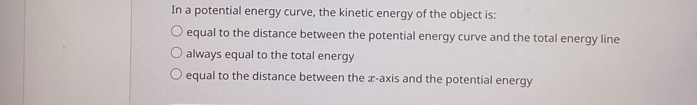 Solved In a potential energy curve, the kinetic energy of | Chegg.com