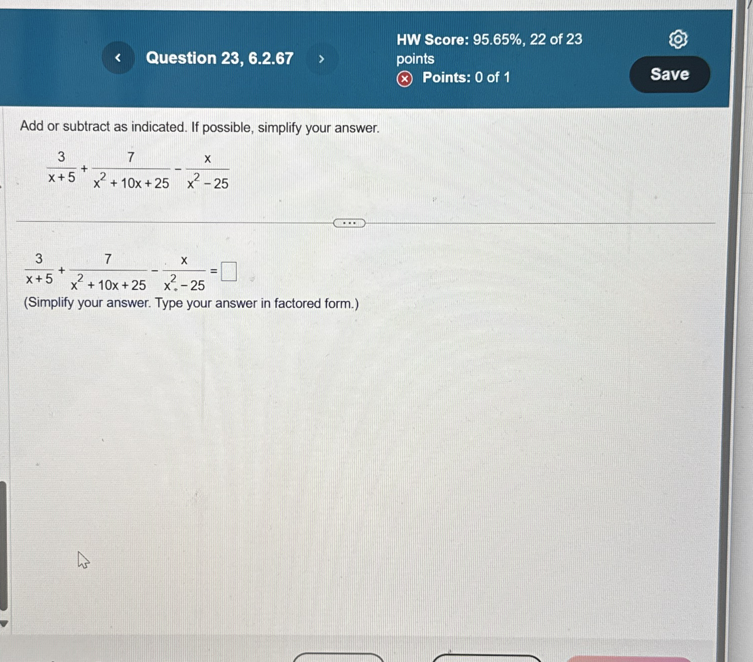 Solved HW Score: 95.65%, 22 ﻿of 23Question | Chegg.com