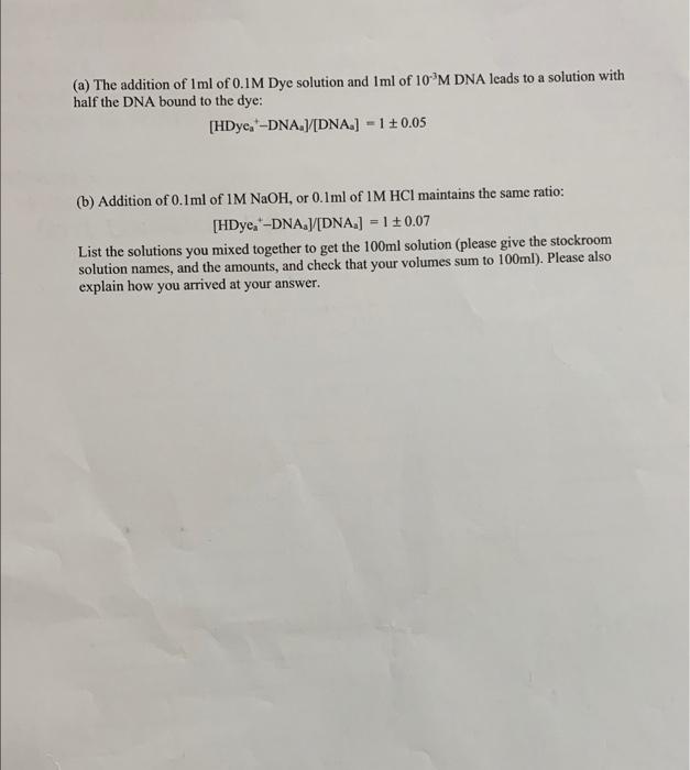 DNA Dye Binding assignment Name Two different views