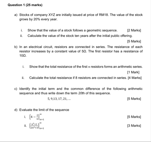 Solved Question 1 (25 ﻿marks)a) ﻿Stocks of company XYZ are | Chegg.com
