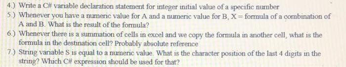 Solved 4) Write a C# variable declaration statement for | Chegg.com