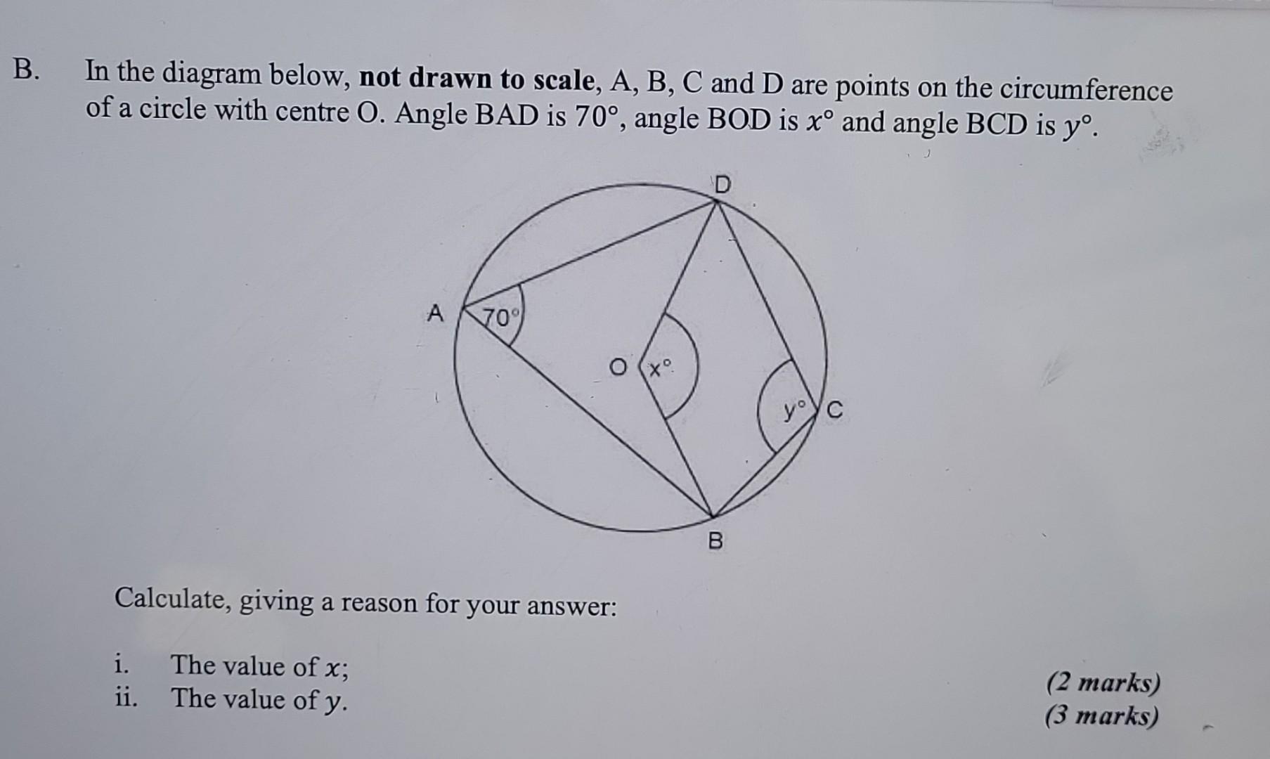 Solved B. In the diagram below, not drawn to scale, A, B, C | Chegg.com