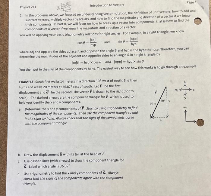 Solved Introduction to Vectors Physics 211 7. In the | Chegg.com