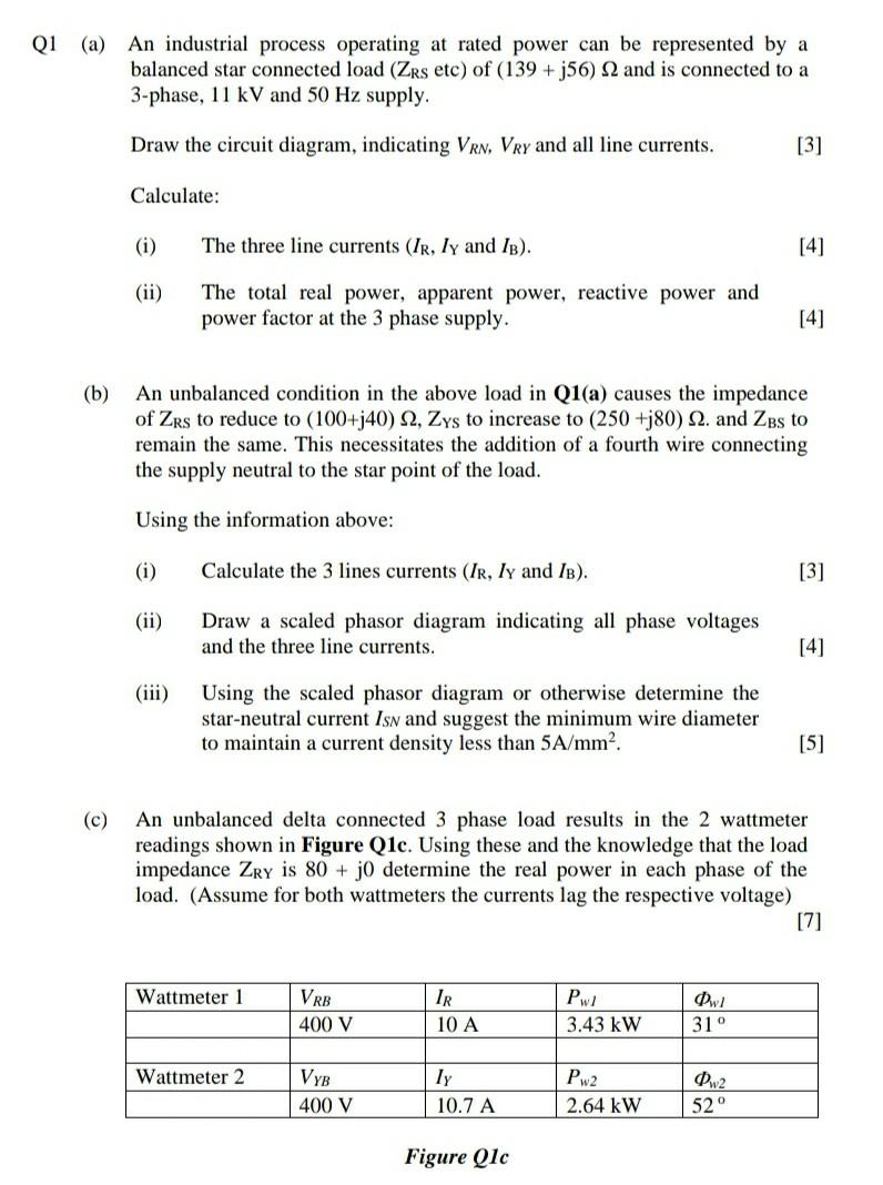Solved Q1 (a) An industrial process operating at rated power | Chegg.com