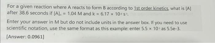 Solved For A Given Reaction Where A Reacts To Form B | Chegg.com