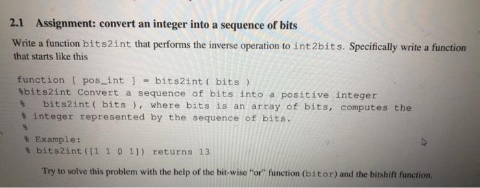 Solved 2.1 Assignment: convert an integer into a sequence of | Chegg.com