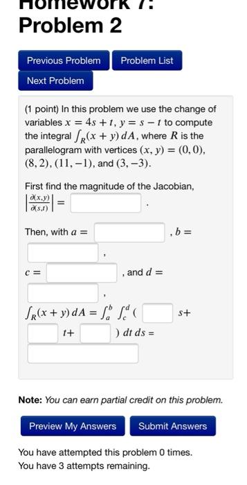 Solved Problem 2 Problem List Previous Problem Next Problem | Chegg.com