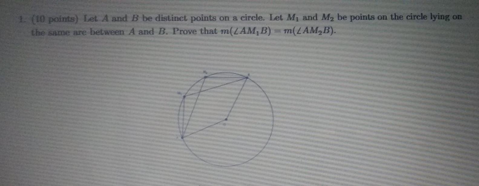 Solved 1 (10 points) Let A and B be distinct points on a | Chegg.com