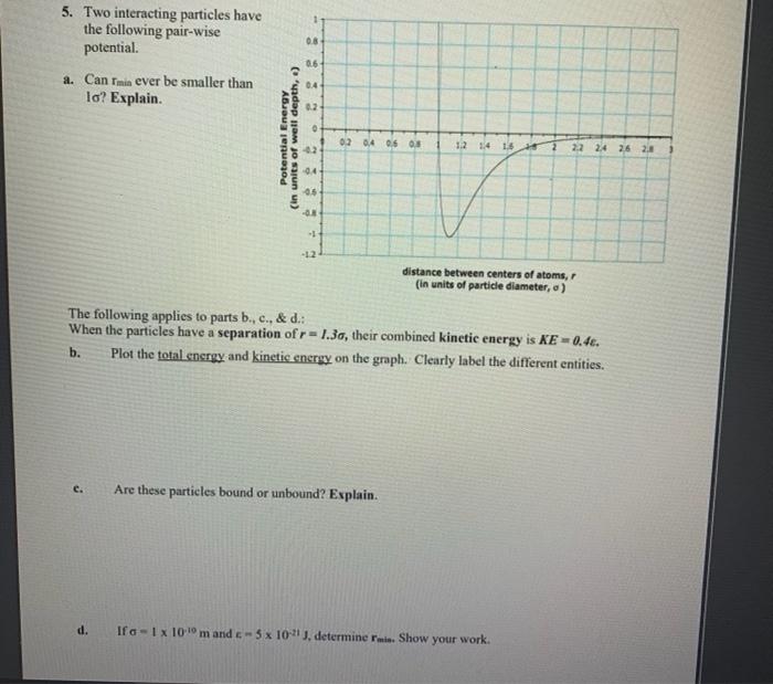 Solved 08 5. Two interacting particles have the following | Chegg.com