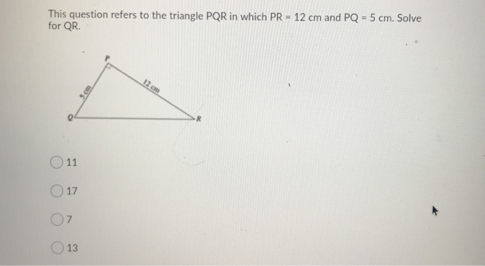 Solved This question refers to the triangle PQR in which PR | Chegg.com