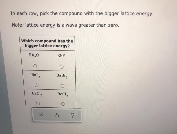 Solved In Each Row Pick The Compound With The Bigger Chegg Com