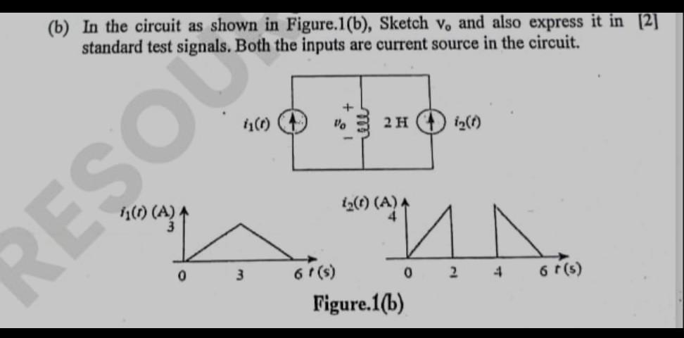 Solved (b) In The Circuit As Shown In Figure.1(b), Sketch V, | Chegg.com