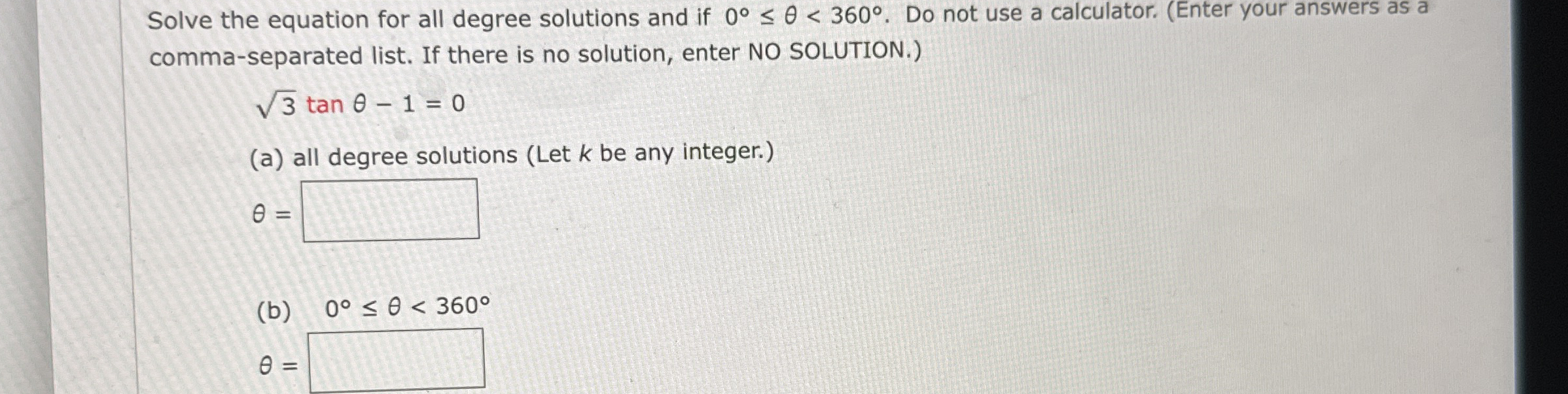 Solved Solve the equation for all degree solutions and if | Chegg.com