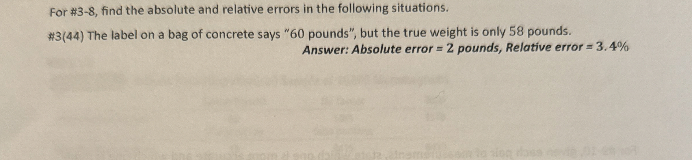Solved For #3-8, ﻿find the absolute and relative errors in | Chegg.com