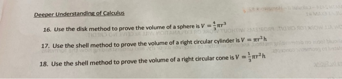 Solved Deeper Understanding of Calculus 16. Use the disk | Chegg.com