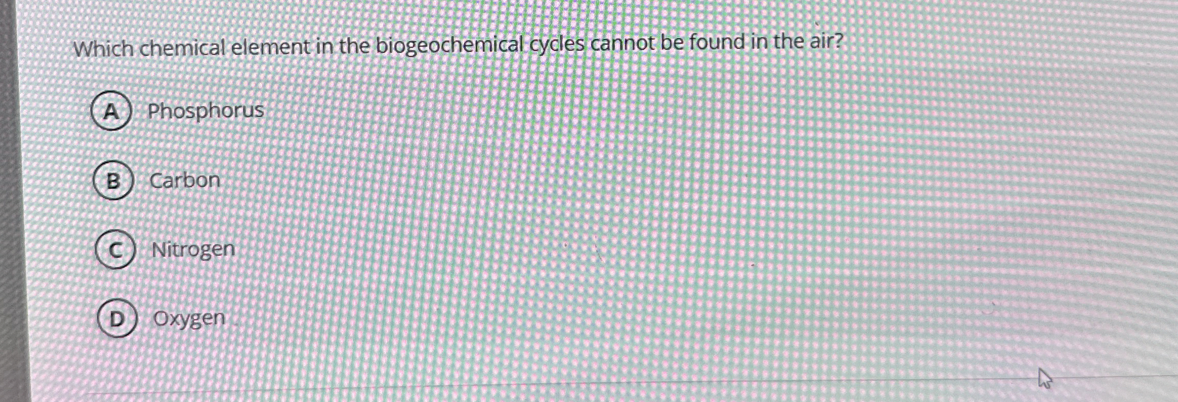 Solved Which chemical element in the biogeochemical cycles | Chegg.com