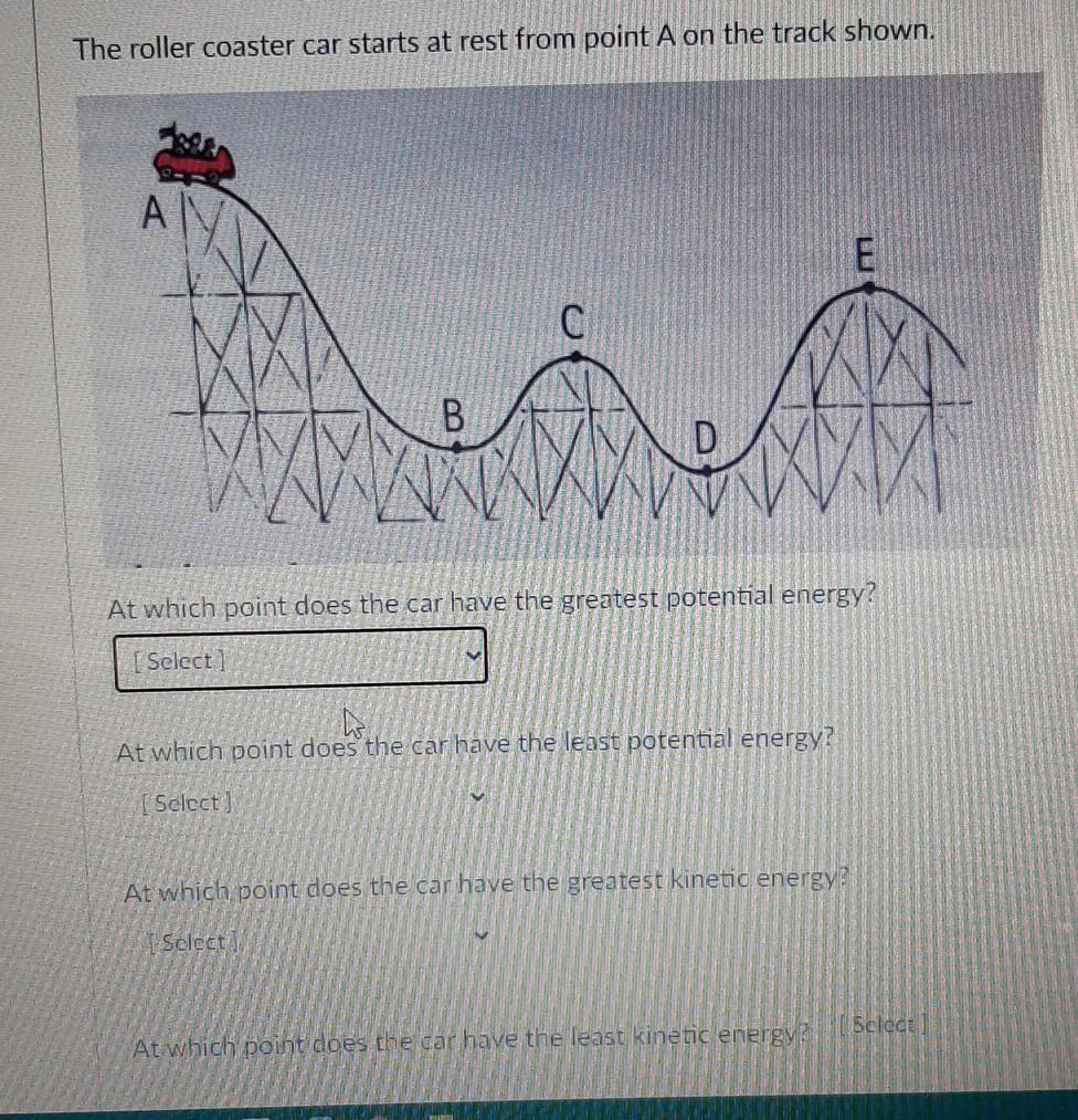 Solved The Roller Coaster Car Starts At Rest From Point A On | Chegg.com