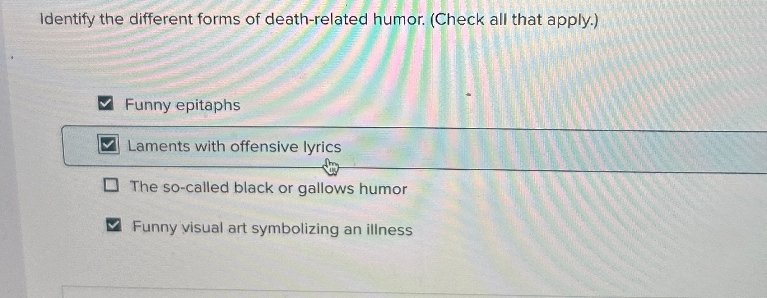 Solved Identify the different forms of death-related humor. | Chegg.com