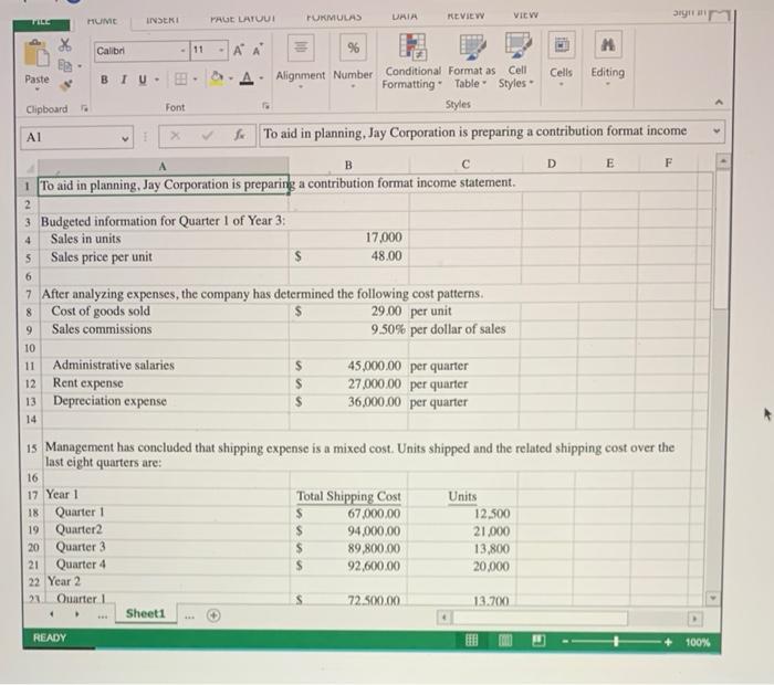 Solved Jay Corporation Has Provided Data From A Two Year Chegg Com