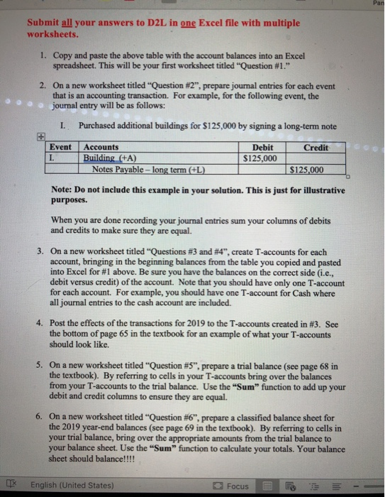 Solved Submit All Your Answers To D2l In One Excel File W Chegg Com Solved Submit All Your Answers To D2l In One Excel File W Chegg Com
