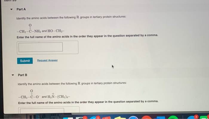 Solved Part A Identify the amino acids between the following | Chegg.com