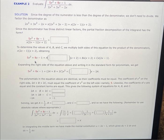 Solved Example 2 Evaluate ∫2x33x2−2x5x28x−1dx Solution 7519