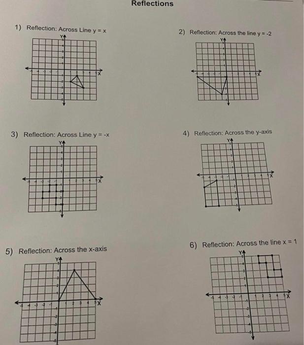 Solved Reflections 1 Reflection Across Line Y X 2 Chegg Com