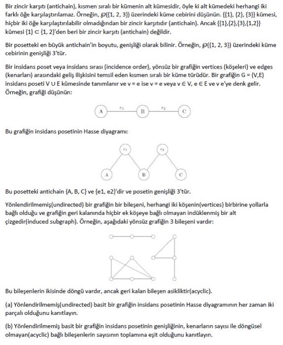 Bir zincir karşıtı (antichain), kısmen sıralı bir | Chegg.com