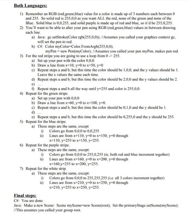 Solved Concept Summary: 1. Graphics Java/C# 2. Colors 3. | Chegg.com