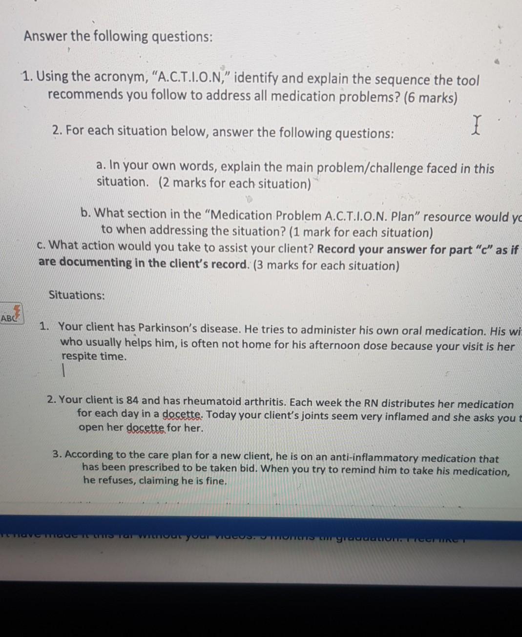 Solved Answer The Following Questions 1 Using The Acronym Chegg