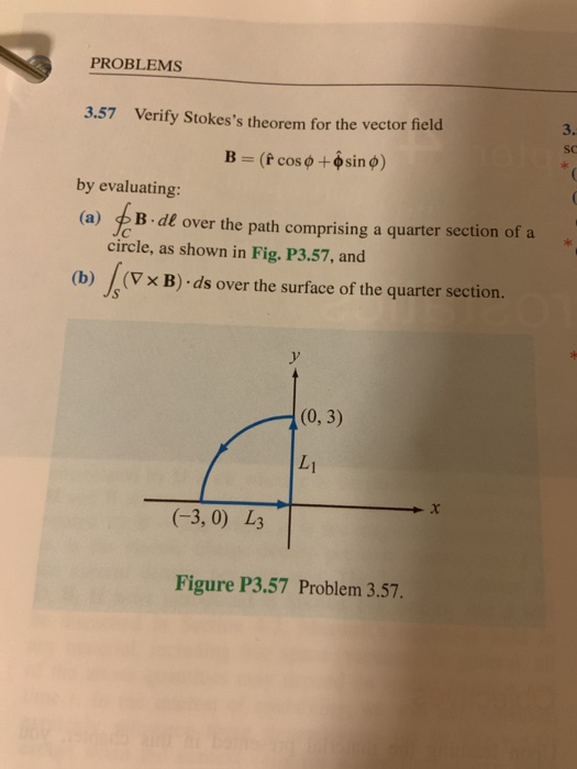 Solved PROBLEMS 3.57 Verify Stokes's Theorem For The Vector | Chegg.com