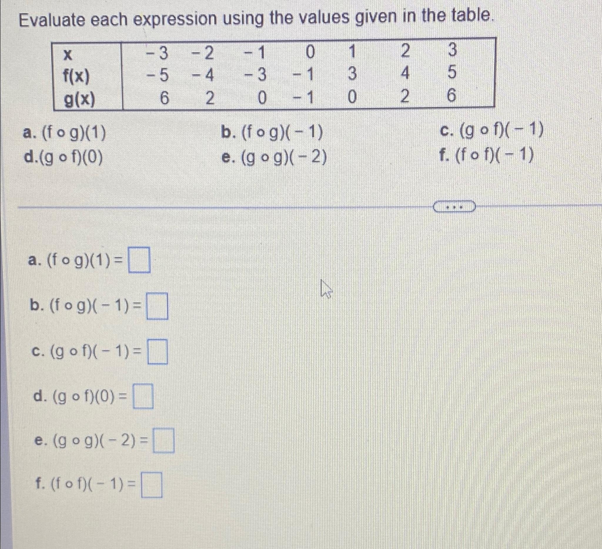 Solved Evaluate each expression using the values given in | Chegg.com