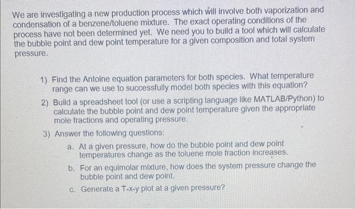 Solved 1) Find the Antoine equation parameters for both | Chegg.com