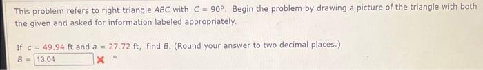 Solved This problem refers to right triangle ABC with C=90∘. | Chegg.com
