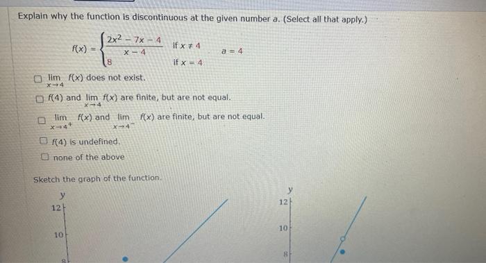 Solved Explain why the function is discontinuous at the | Chegg.com