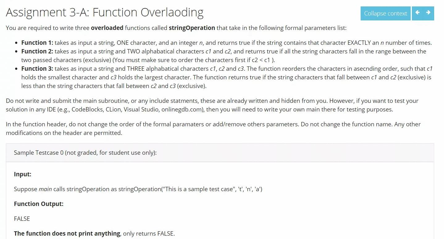 Solved Collapse context Assignment 3-A: Function Overlaoding 