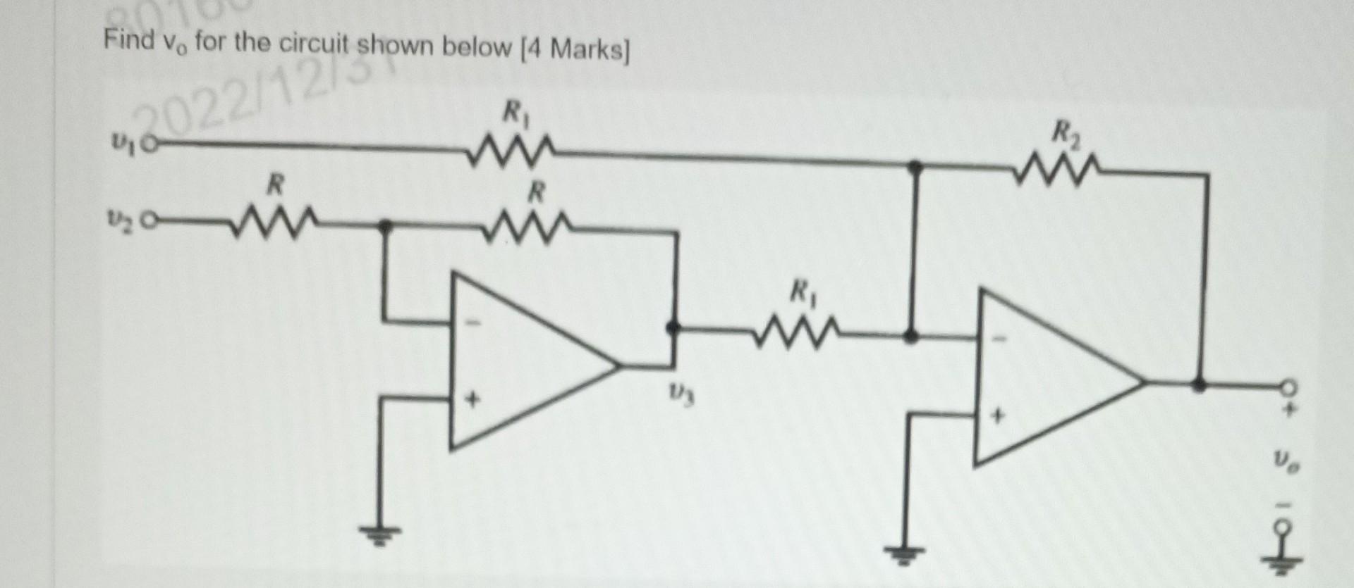 Solved Find v0 for the circuit shown below [ 4 Marks] | Chegg.com
