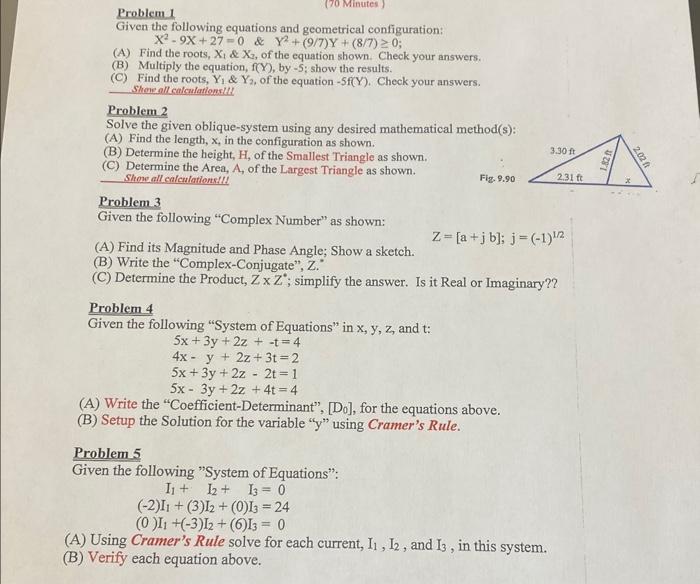 Solved Problems 1 Given the following equations and | Chegg.com