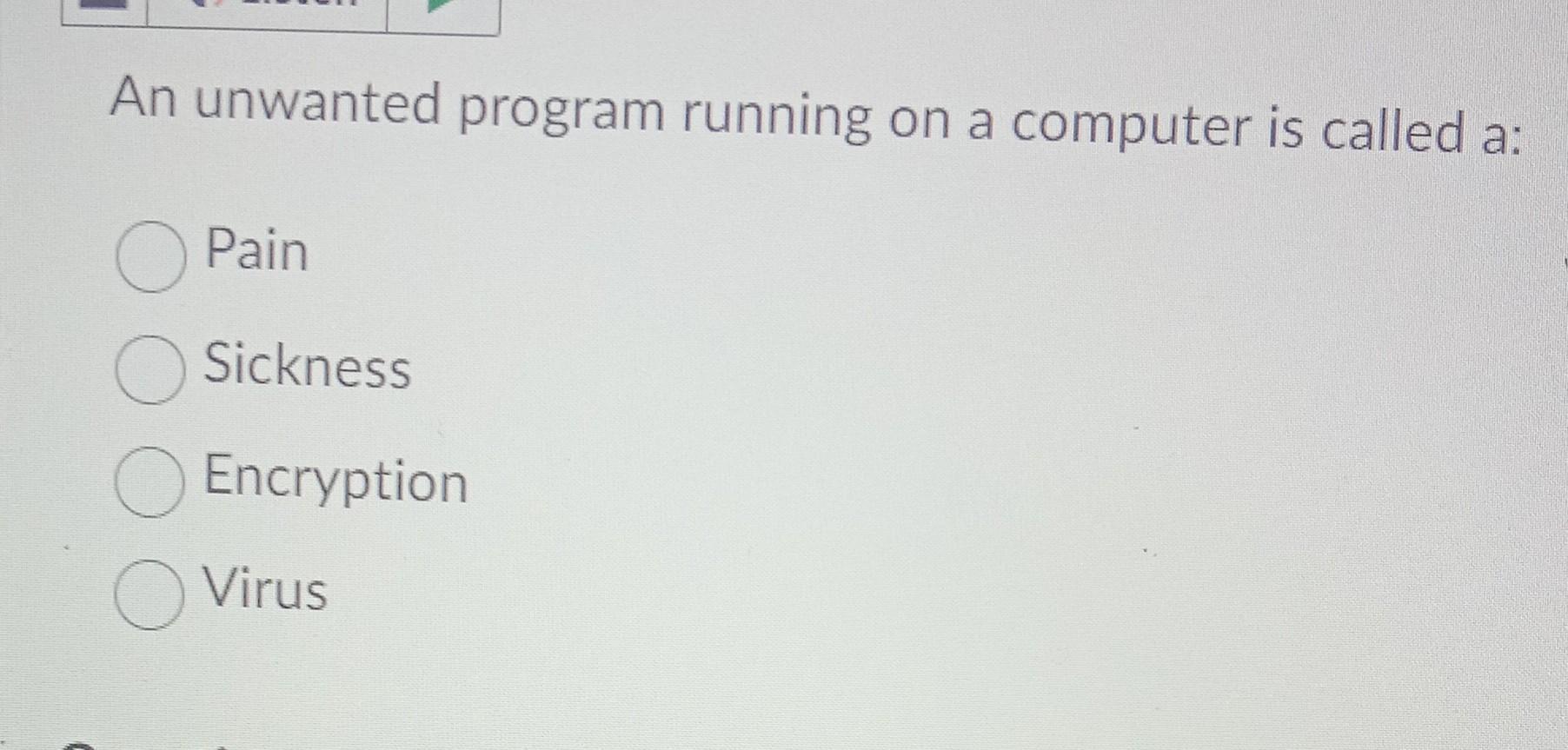 Solved An unwanted program running on a computer is called