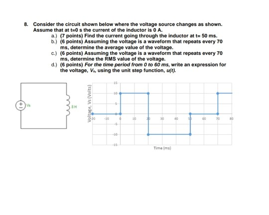 Solved 8. Consider the circuit shown below where the voltage | Chegg.com