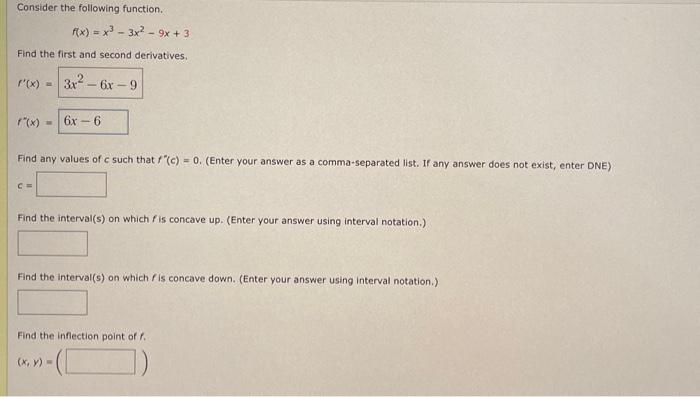 Solved Consider The Following Function F X X3−3x2−9x 3