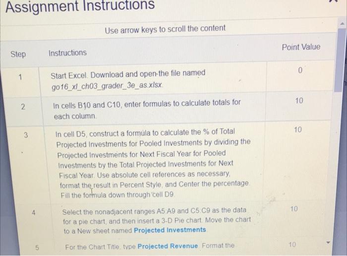 Assignment Instructions Use arrow keys to scroll the | Chegg.com