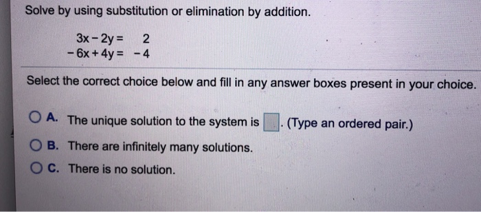 Solved Solve by using substitution or elimination by | Chegg.com