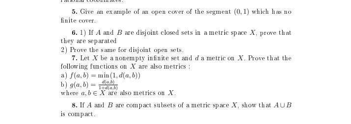 Solved 5. Give an example of an open cover of the segment | Chegg.com