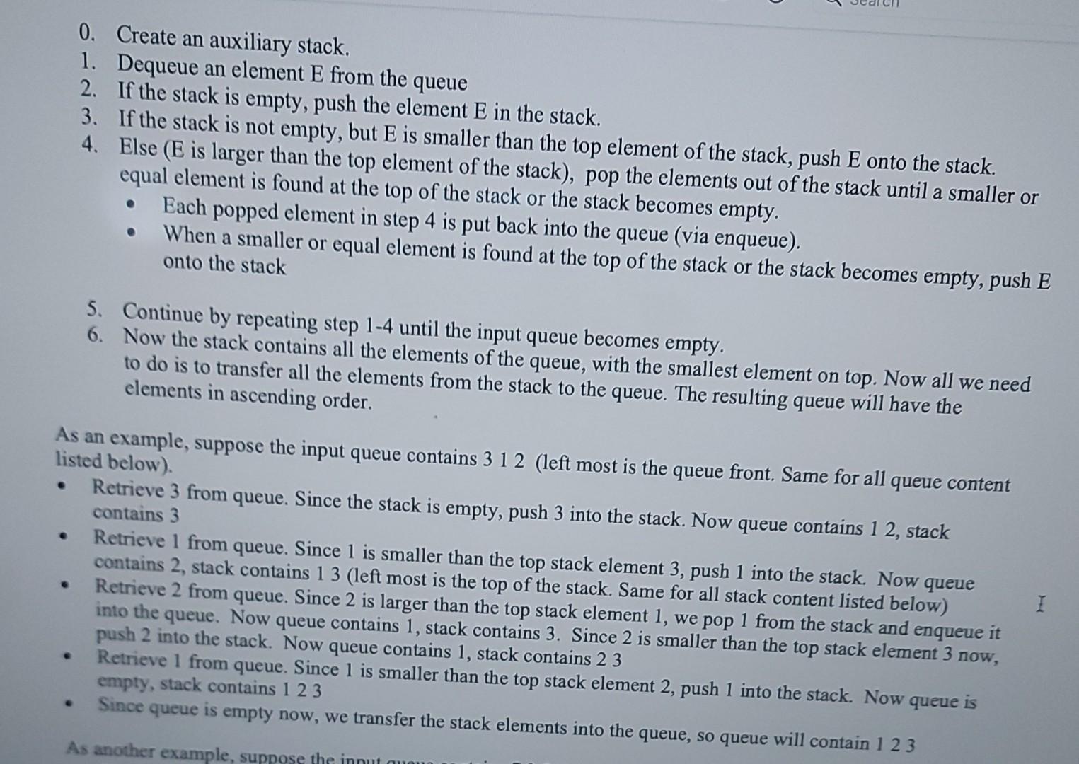 Three Stack Sorting Problem Solved Problem 3C Sorting using Queues Now that you have the | Chegg.com