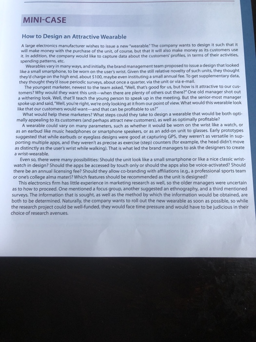 Solved MINICASE How to Design an Attractive Wearable A