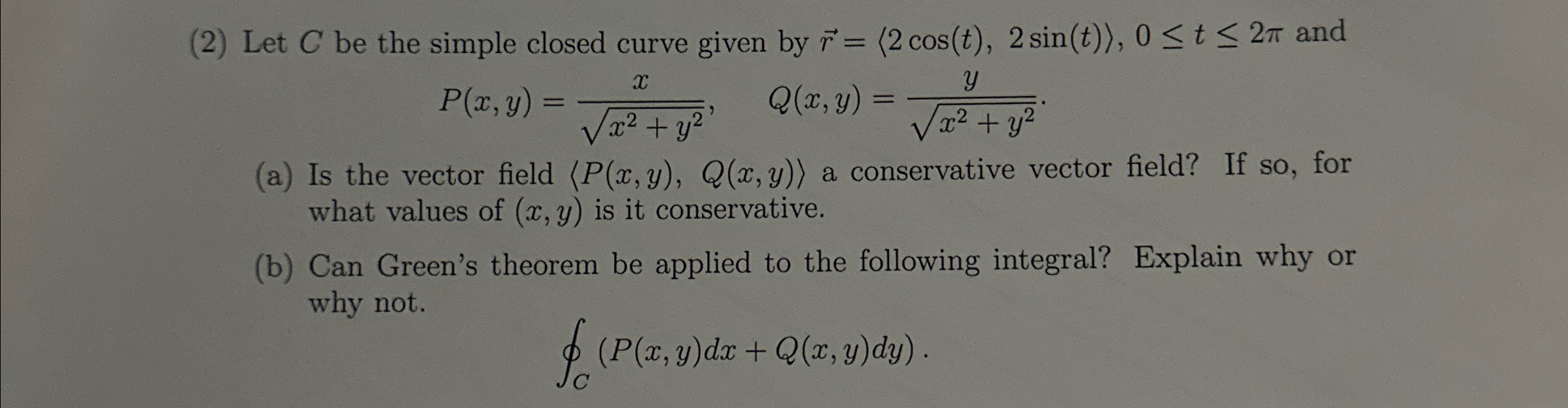 Solved (2) ﻿Let C ﻿be the simple closed curve given by | Chegg.com