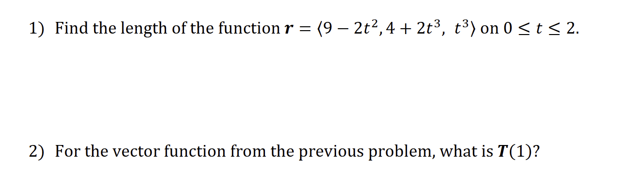 Find the length of ﻿the function | Chegg.com