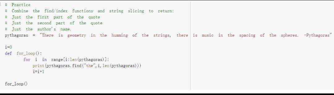 Solved # Practice # Combine the find/index functions and | Chegg.com